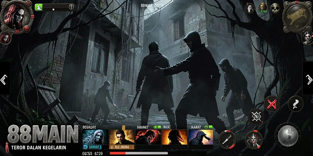 Tampilan gameplay mencekam dari 88MAIN dengan elemen Horror yang kental.