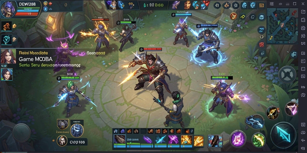 Gameplay seru dalam DEWI288 menampilkan pertempuran tim yang intens.