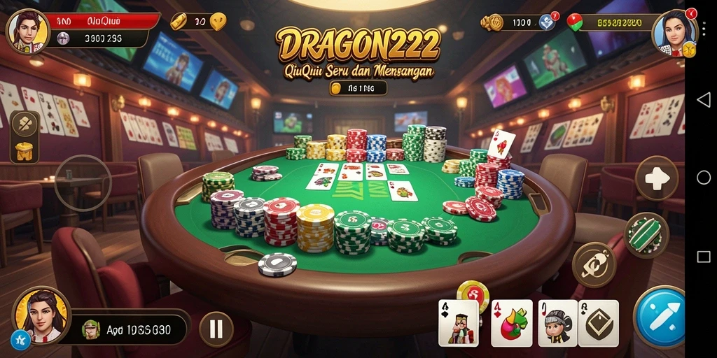 Screenshot gameplay DRAGON222 menampilkan suasana seru permainan QiuQiu.