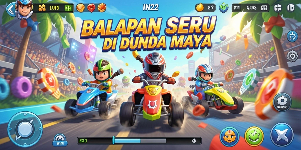Tangkapan layar gameplay balapan dari IN22 yang seru dan mendebarkan.