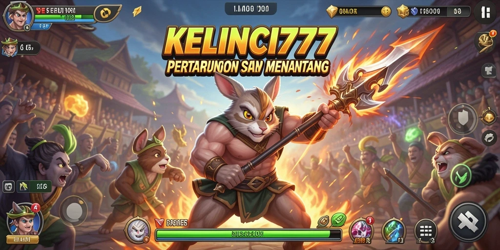 Tampilan gameplay KELINCI777 dengan aksi pertarungan yang intens.
