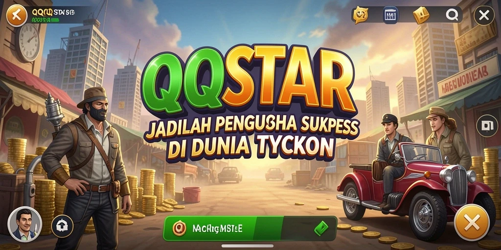 Tampilan gameplay <strong>QQSTAR</strong> yang menampilkan keseruan membangun bisnis.