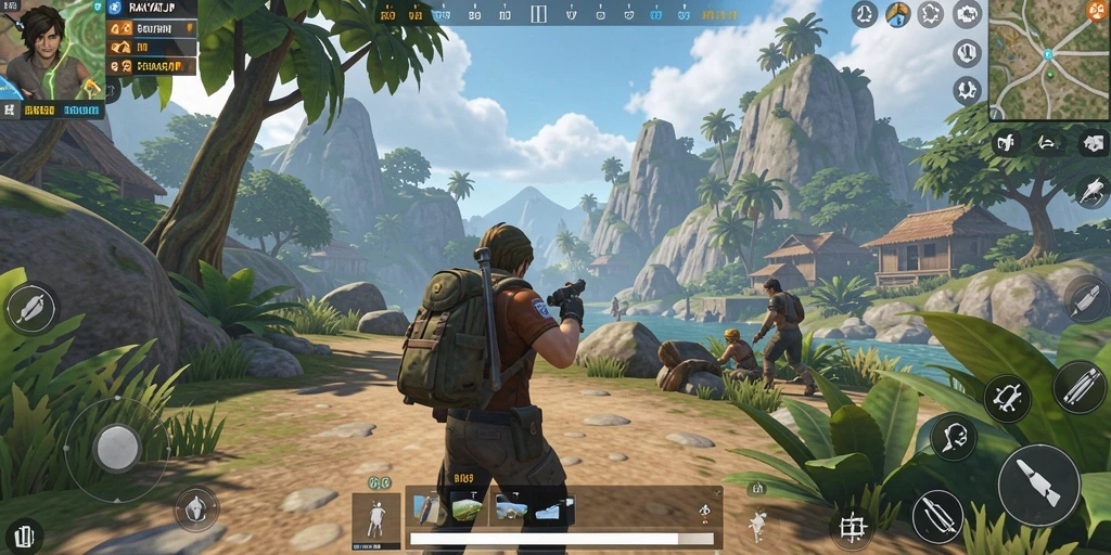 Tangkapan layar dari gameplay RAKYATJP yang menampilkan petualangan di dunia terbuka.
