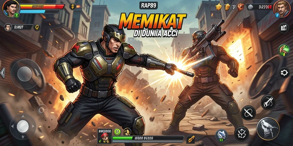 Tangkapan layar RAP89 menampilkan aksi pertarungan yang intens dan dinamis.