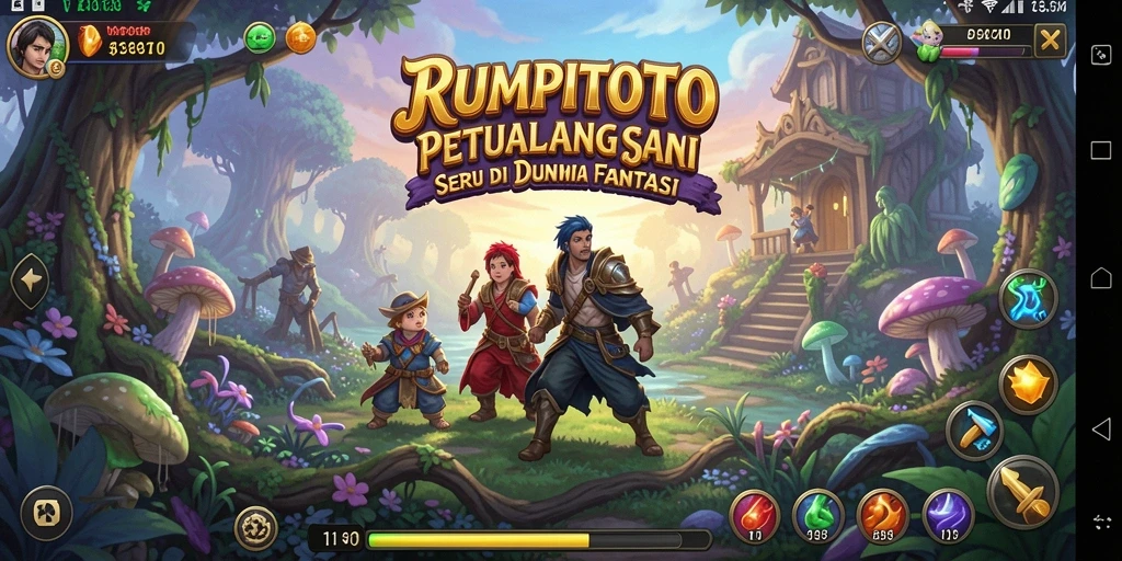 Tangkapan layar utama RUMPITOTO menampilkan aksi petualangan yang menegangkan.