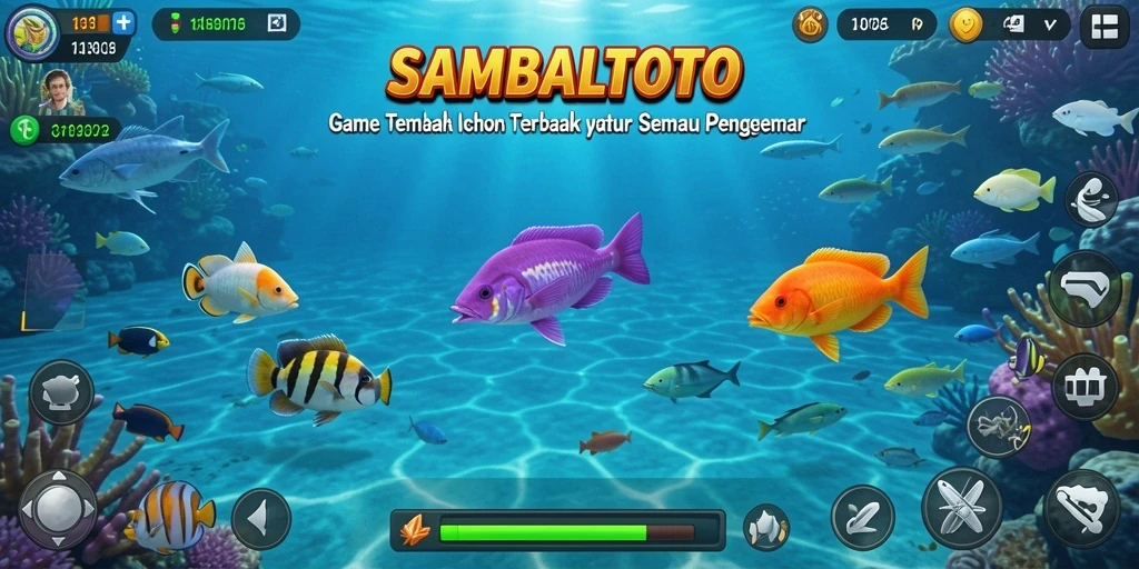 Screenshot gameplay menampilkan aksi menangkap ikan di laut dalam.
