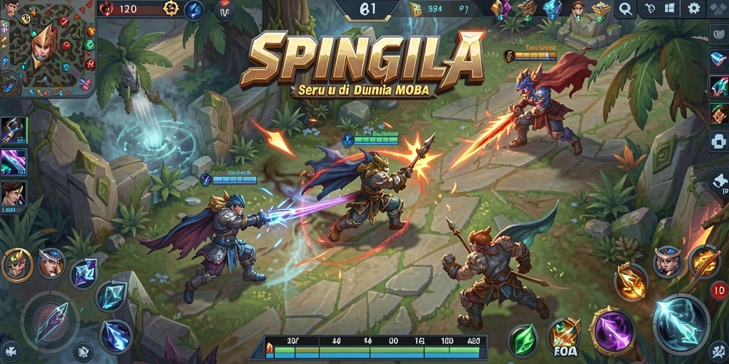 Tampilan gameplay seru SPINGILA di dunia MOBA.