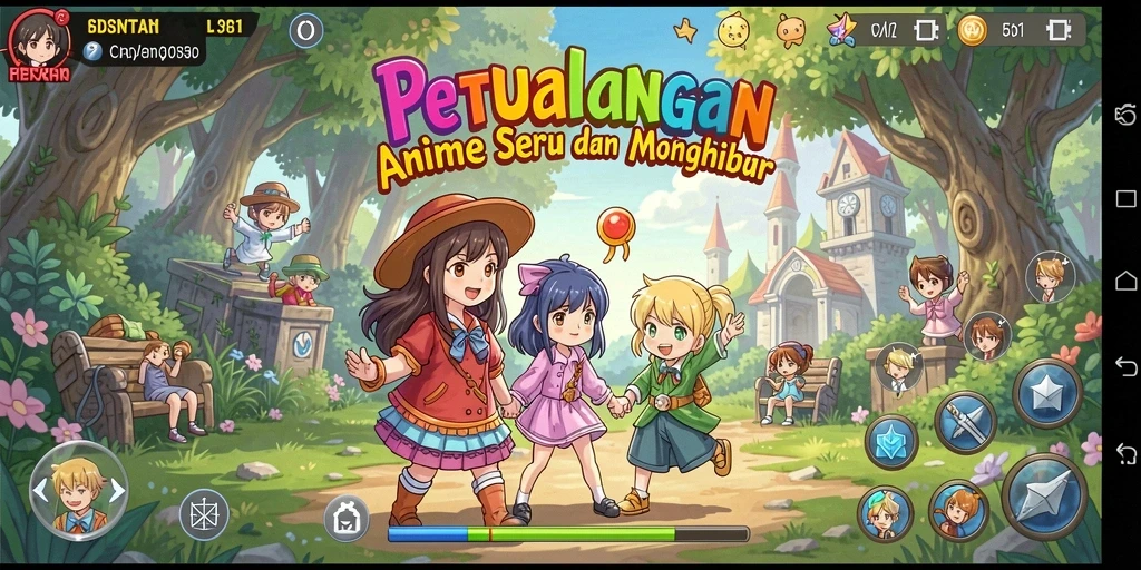 Tampilan gameplay V21 dengan karakter anime yang dinamis.